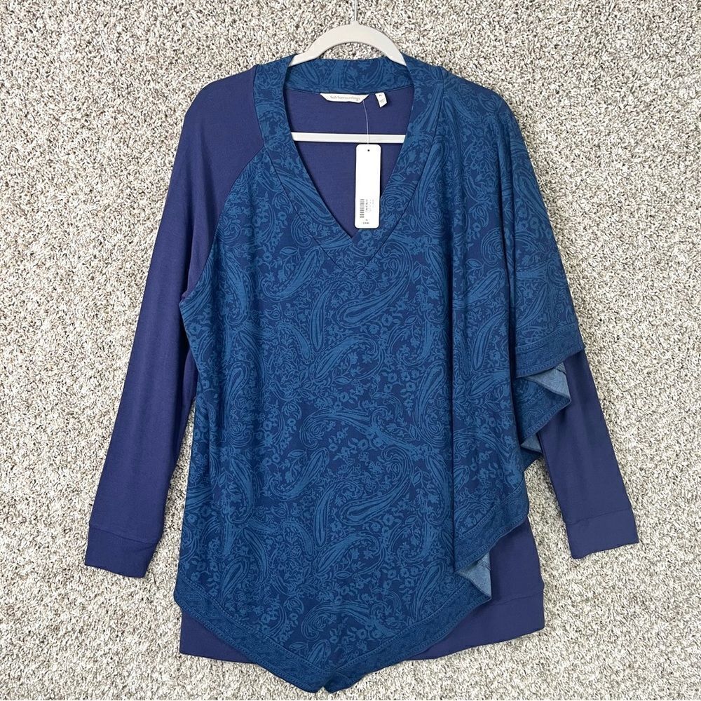 Soft Surroundings Top Women’s XL Patriot Blue Arpina 3/4 Sleeve Tunic NWT